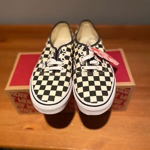 Vans Authentic Golden Coast Black & White Checkerboard Sneakers.